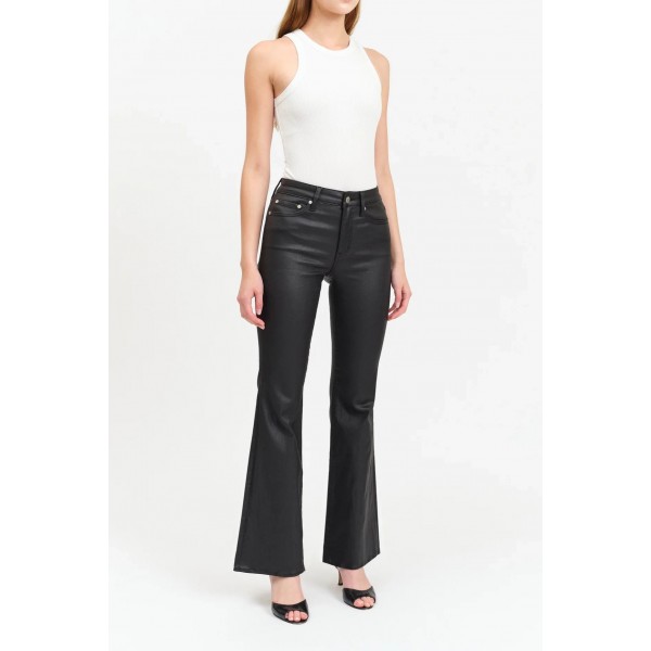 Heartbreaker Mid Rise Flare in Coated Asphalt