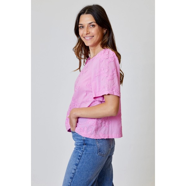 Eyelet Flower Applique Top