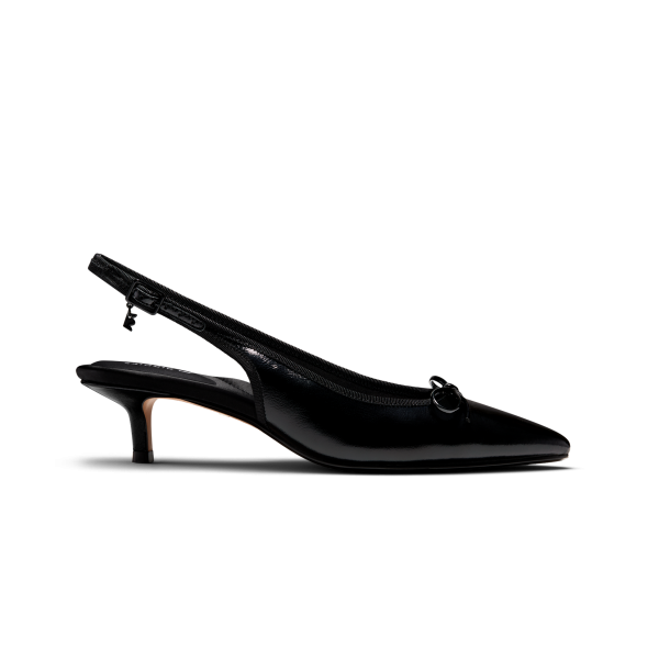 The Goldfinch Kitten Heel - Black Patent Leather