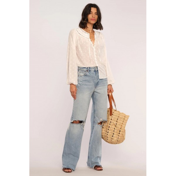 Anda Swiss Dot Woven Top