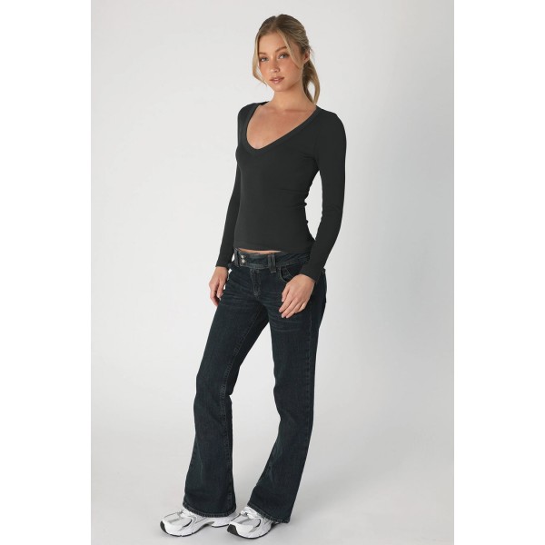 Deep V-Neck Long Sleeve