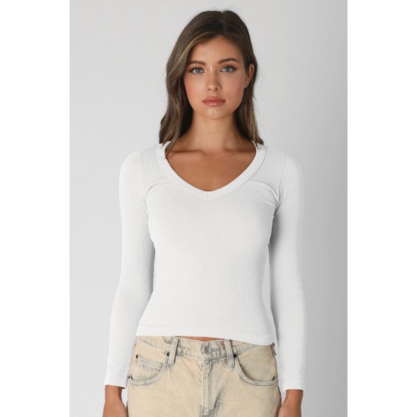 Deep V-Neck Long Sleeve
